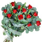 One dozen beautiful roses with fresh greenery. Gift-wrapped and ready for the recipient to arrange in his or her own vase. When ordering, please indicate color preference.