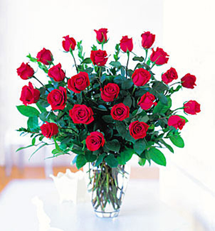 Two Dozen Roses Vased