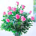 One Dozen Roses with Accents Vased