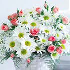 Daisies and Rose Buds Basket