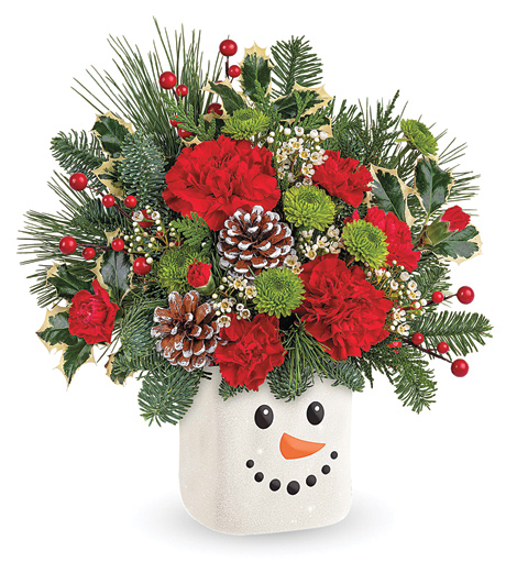 - Teleflora® Festive Frosty Bouquet