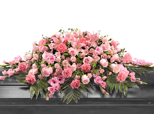 FTD Sweetly Rest Pink Casket Spray Funeral Flowers