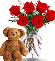 Luv You Roses and Teddy Bear