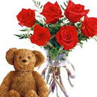 Luv You Roses and Teddy Bear