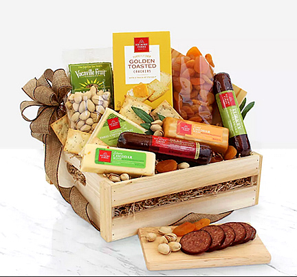 - Meat & Cheese Wooden Gift Crate - Good