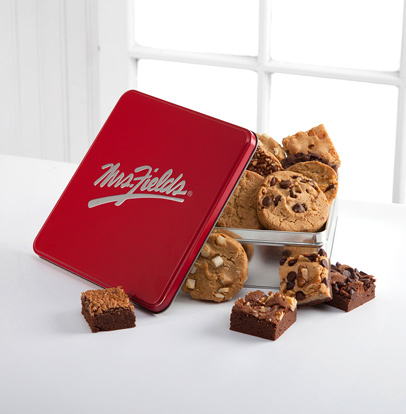 - Mrs. Fields Classic Tin with Brownies and Cookies