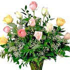 Mixed Pastel Roses Vase