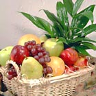 Fresh Fruit Basket with Green Plant