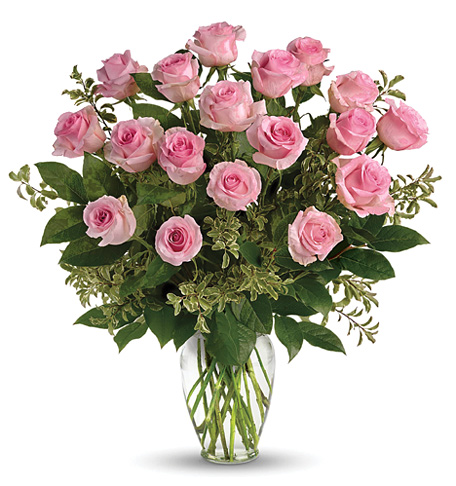 Eighteen Pink Roses Vase