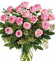 Eighteen Pink Roses Vase