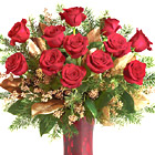 Christmas Dozen Roses Vase
