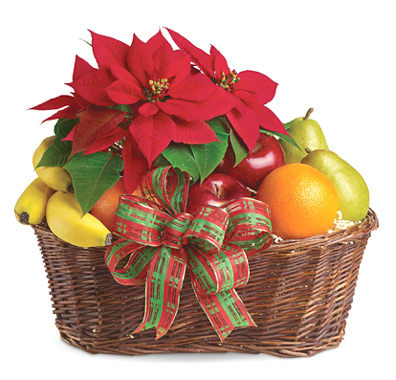 Fruit and Poinsettia Gift Basket