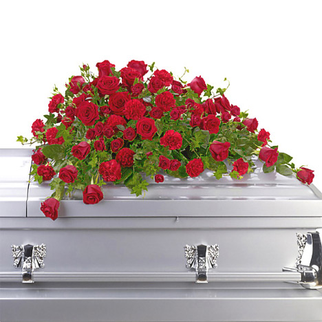 Red Rose Reverence Casket Spray