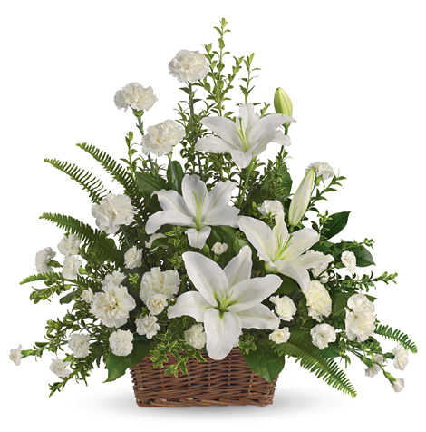 Peaceful White Lilies Basket