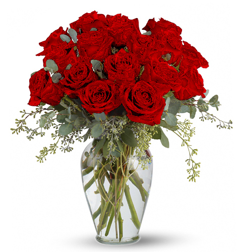 Full Heart Red Roses Vase