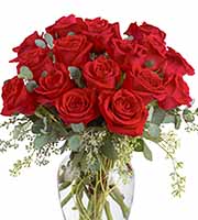 Full Heart Red Roses Vase