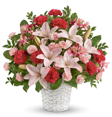 Funeral Flowers Basket - Sweet Sincerity Sympathy Arrangement