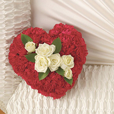 Red Heart Casket Accent - Funeral Flowers