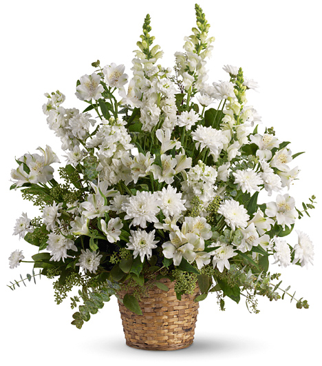 Heavenly Light Funeral Flowers Basket