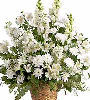 Heavenly Light Funeral Flowers Basket