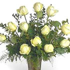 Dozen White Roses Vased