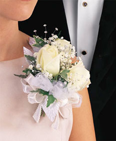White Roses Corsage