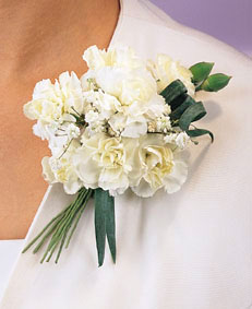 White Mini Carnations Corsage