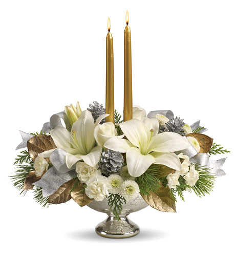 Teleflora Silver and Gold Centerpiece