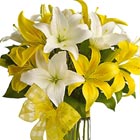 Yellow and White Lilies Vase