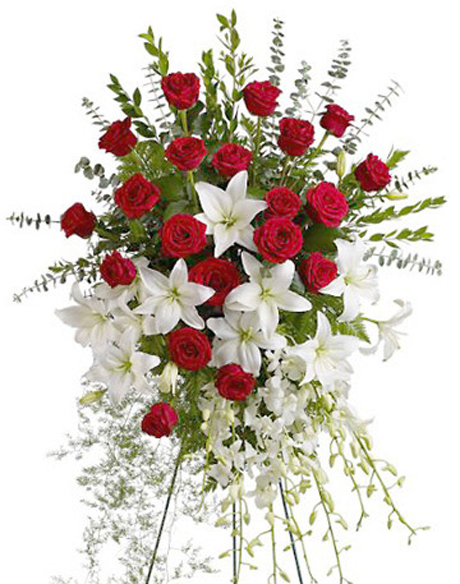 Lilies and Roses Sympathy Spray - 1-800-FLORALS Funeral 