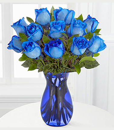 - Extreme Blue Hues Fiesta Roses with Vase