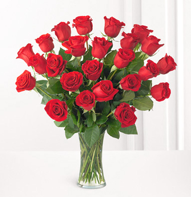 Two Dozen Red Roses with Vase