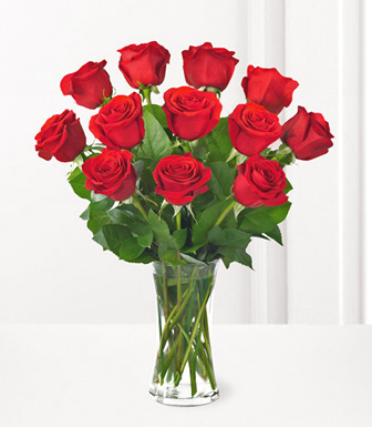 - One Dozen Red Roses with Vase