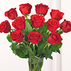 One Dozen Red Roses with Vase
