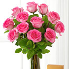 Pink Roses Bouquet with Chocolates and Vase