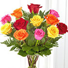 Simply Cheerful Rose Bouquet with Vase
