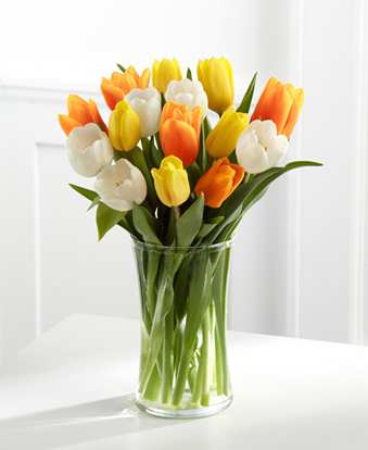 - Bright Smiles Tulips with Vase