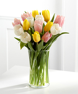 - Sunset Escape Tulip Bouquet with Vase